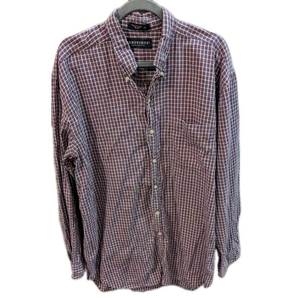 Britches Flannel Great Outdoors Mens XL Button Up Shirt Red Plaid Long Sleeve‎